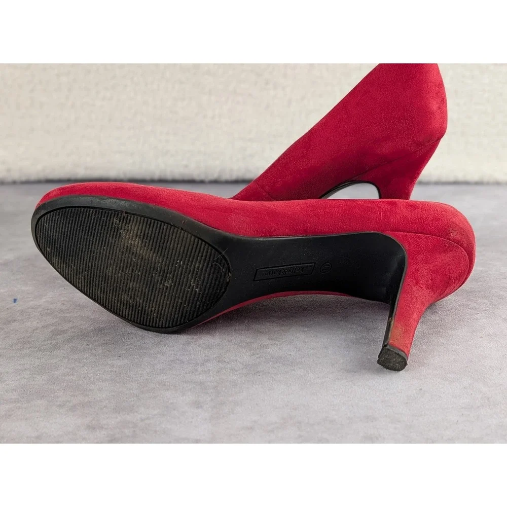 Kelly & Katie Isabel-KK Red Faux Suede Round Toe Stiletto Pumps Womens 11M